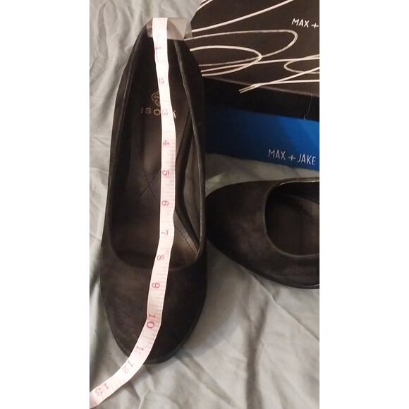 Black Suede Block Heel Pumps ISOLA Womens Size 10 Classic Dress Shoes Minimalist - Picture 5 of 7